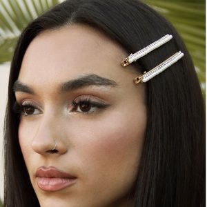 Thin Pearl and Crystal Hair Clip Set